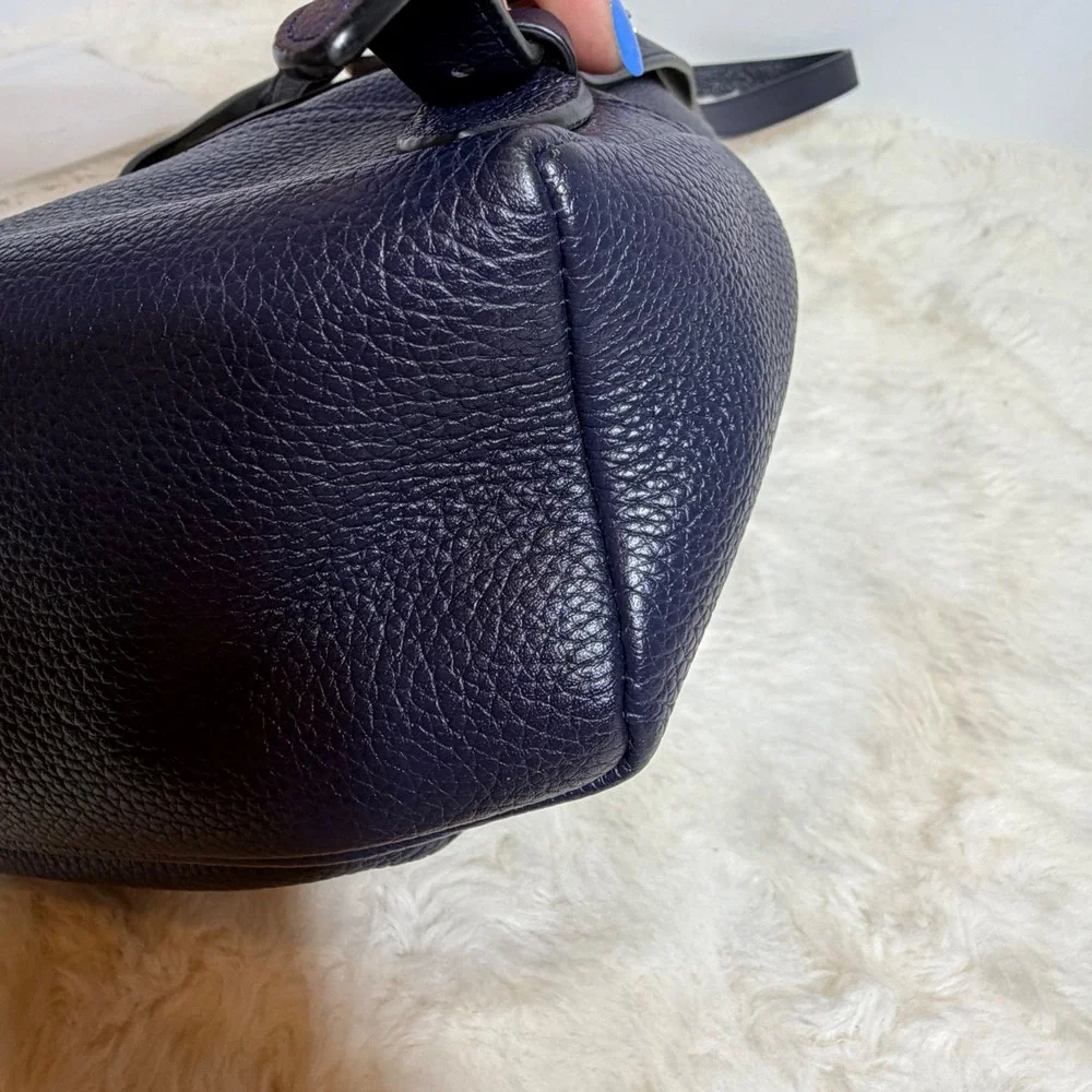 Coach Leather Mini Backpack Navy Blue Double Turnlock Rucksack Gold Hardware